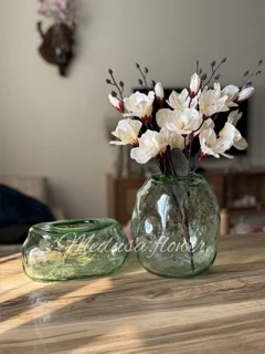 جا دستمال کاغذی شیشه ای دفرمه سبز کمرنگ